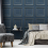 Navy Panel Effect Wallpaper Metallic Gold Realistic 3D Wood Effect Flat Finish 1