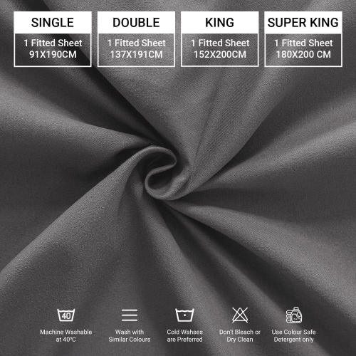 (CHARCOAL, DOUBLE) Hotel Quality Fitted Bed Sheets Single Double King 2