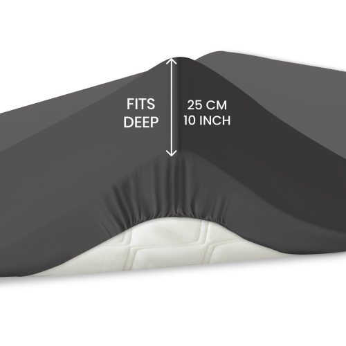(CHARCOAL, KING) Fitted Bed Sheets Extra Deep 25cm Single Double King Sizes Brushed Microfiber