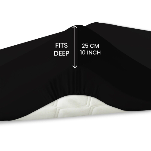 (BLACK, KING) Hotel Quality Fitted Bed Sheets Single Double King 2
