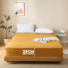 (MUSTARD, KING) Hotel Quality Fitted Bed Sheets Single Double King
