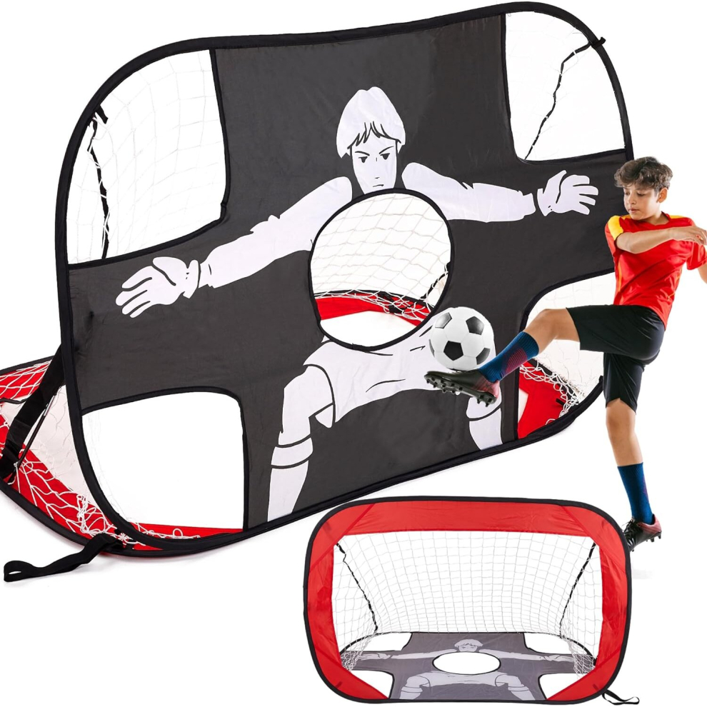 Football Goal for Kids, Goal Posts for Garden, 2 in 1 Childrens Mini Soccer Target Net, Football Training Equipment