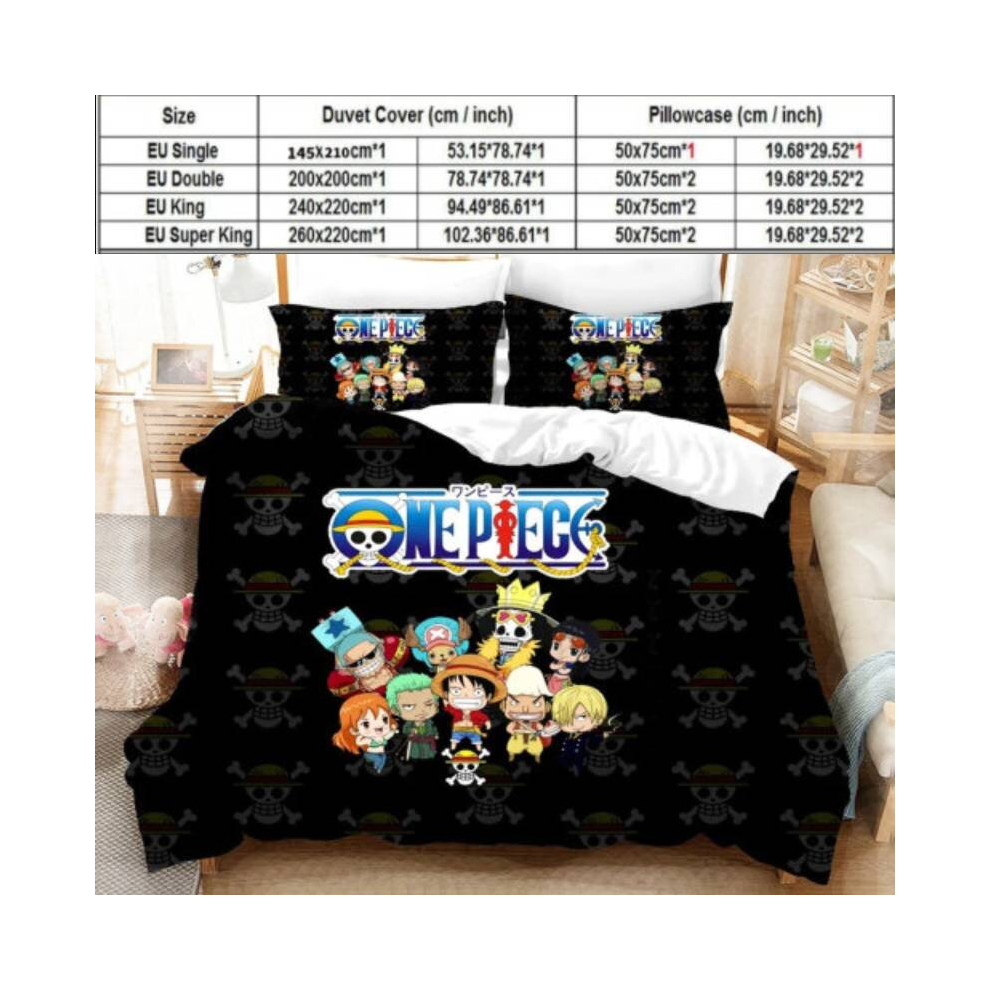 (Single) One Piece Anime Bedding Set Juvenile Monkey Dluffy Quilt And Pillowcase