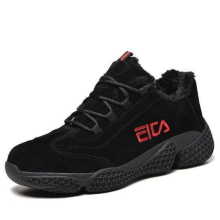 (1118 Black Fur Lined, EU 44 / Women UK 11 / Men UK 10) Mens Steel Toe Cap Safety Shoes Trainers Womens Winter Warm Work Hiking Boots