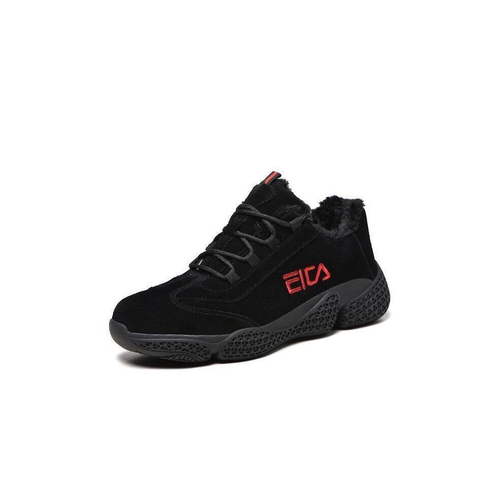 (1118 Black Fur Lined, EU 39 / Women UK 6 / Men UK 5) Mens Steel Toe Cap Safety Shoes Trainers Womens Winter Warm Work Hiking Boots