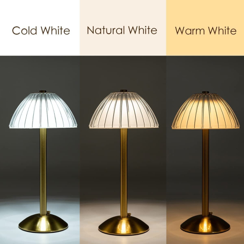 Modern Rechargeable Cordless Table Lamp, LED Battery Powered Touch Table Lamp, Portable Gold Dimmable Bedside Lamp 2