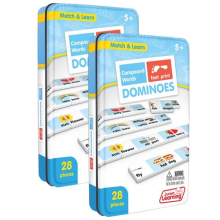 Junior Learning JRL668-2 Compound Words Match & Learn Dominoes Game, Blue, 5 Years & Up - Pack of 2