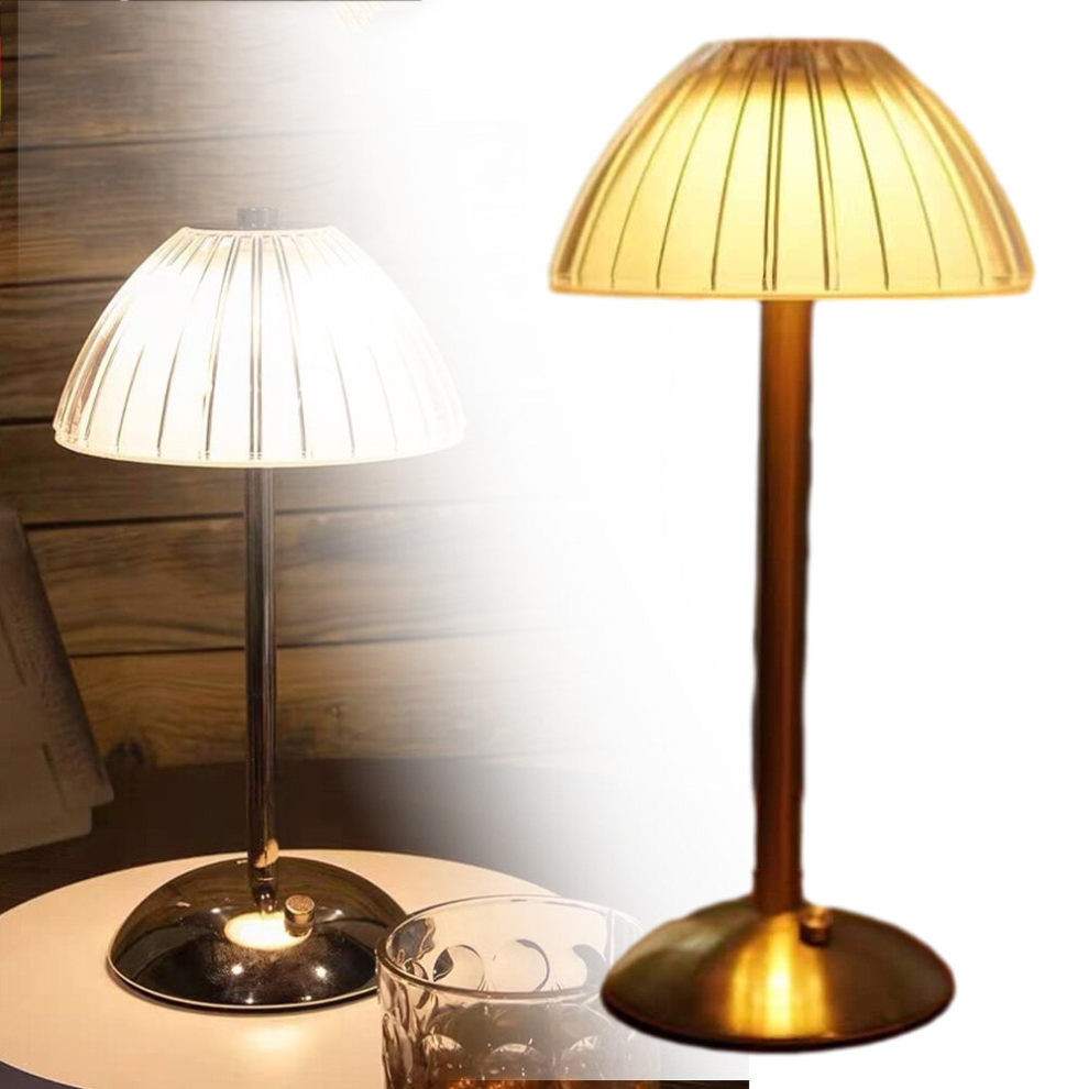 Modern Rechargeable Cordless Table Lamp, Led Battery Powered Touch Table Lamp, Portable Dimmable Bedside Lamp Gold
