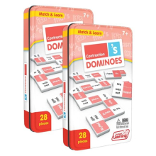 Junior Learning JRL664-2 Contraction Match & Learn Dominoes Game, Red, 7 Years & Up - Pack of 2