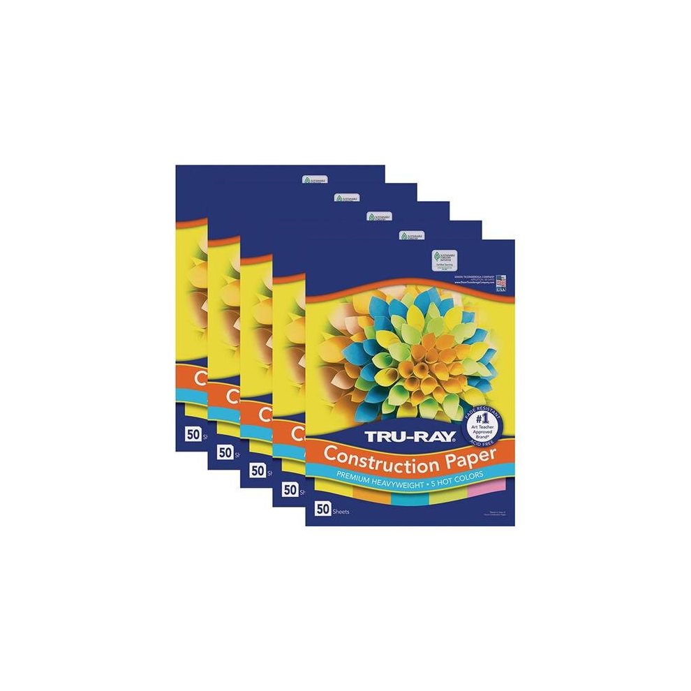 Dixon Ticonderoga Pacon PAC6597-5 12 x 18 in. Tru Ray Hot Fade Construction Paper - Pack of 5-image-OPC-PD8ZBB2-NEW