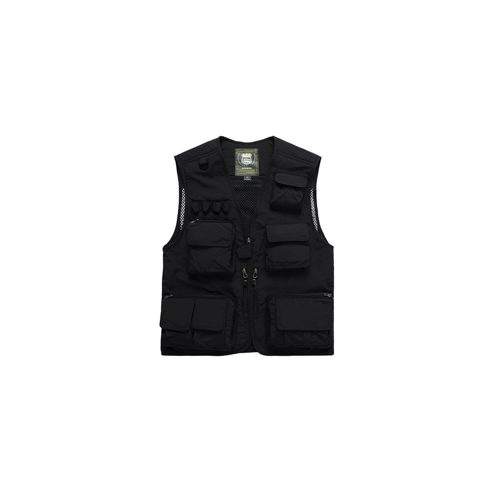 (Black, 5XL) Men Sleeveless Tactical Jacketä¸¨ Outdoor Travel Photography Vest Jacket