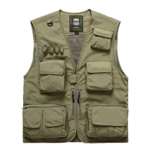 (Khaki, 7XL) Men Sleeveless Tactical Jacket丨 Outdoor Travel Photography Vest Jacket