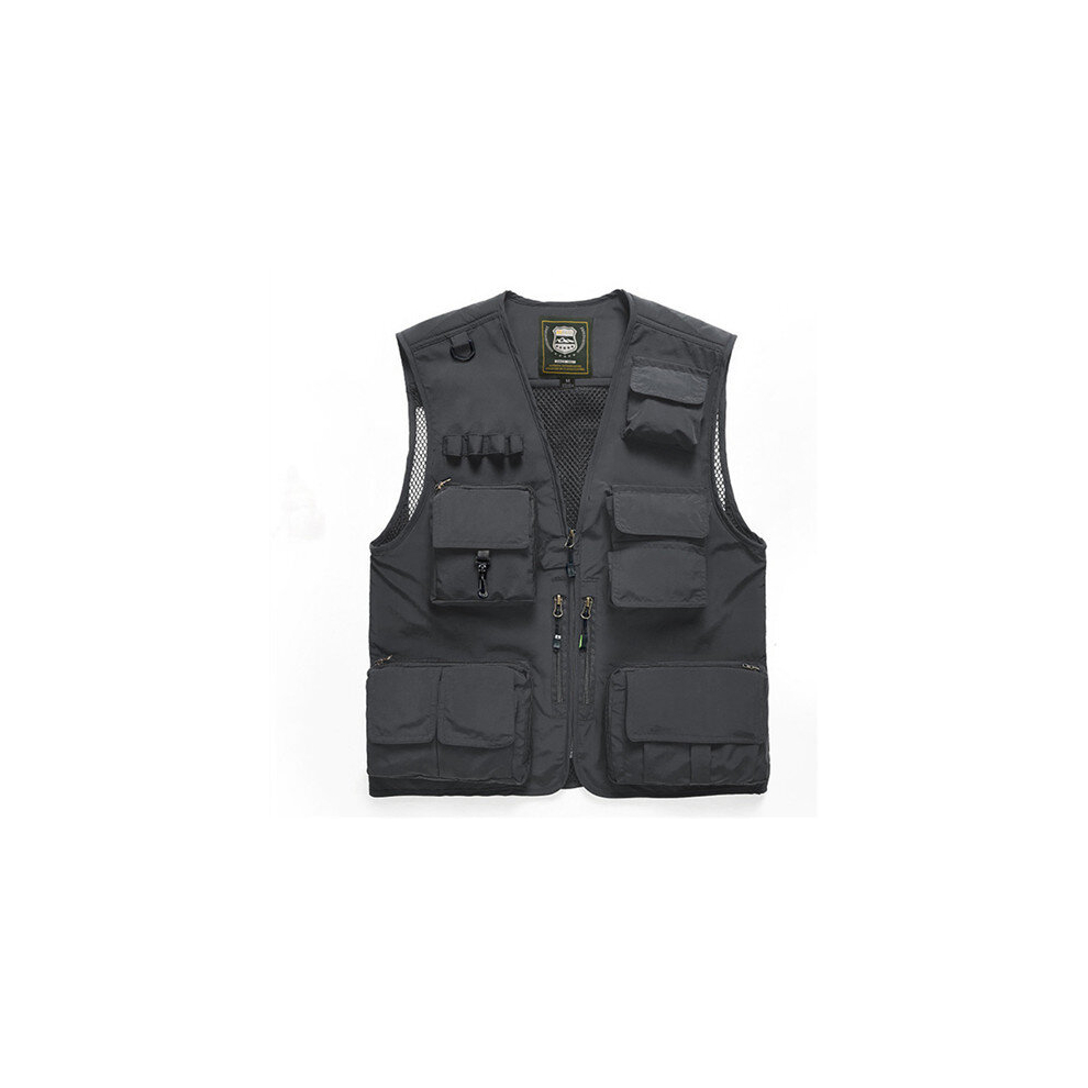 (Grey, 5XL) Men Sleeveless Tactical Jacketä¸¨ Outdoor Travel Photography Vest Jacket