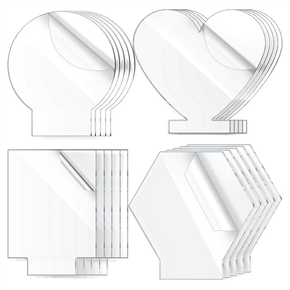 20 Pcs 2 Mm Acrylic Blanks For Light Base Plastic Cast Clear Acrylic Sheet Acrylic Panel Sign Blank 4 Shapes 4853558897075