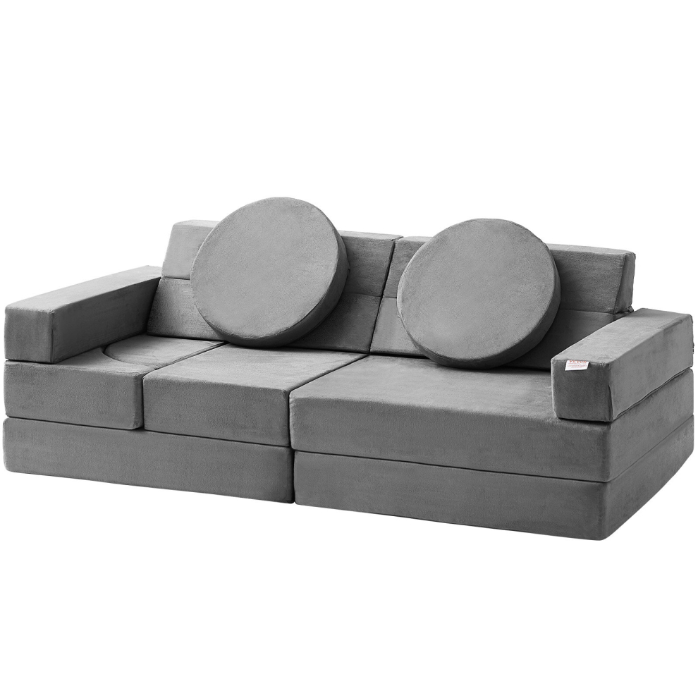 VEVOR 15-Piece Modular Kids Play Couch with 25D High-Density Sponge - Safe CPC/HCN Certified, Versatile Geometric Blocks for 4 Kids ETW001-11