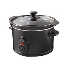 (1.5 L) Quest Black Slow Cookers / Compact Stainless Steel / 3 Temperature Settings / Toughened Glass Lid / Dishwasher Safe Bowl