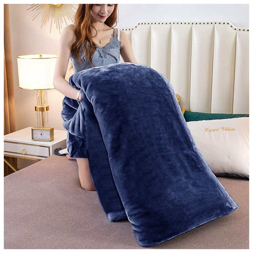 MOONLIGHT BEDDING FLUFFY SOFA BED BLUE FLEECE THROW KING SIZE 200X240