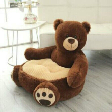 (Dark brown bear) Child Gifts Kids Plush Sofa Seat Bear Panda Soft Chair Toddlers Armchair Cushion
