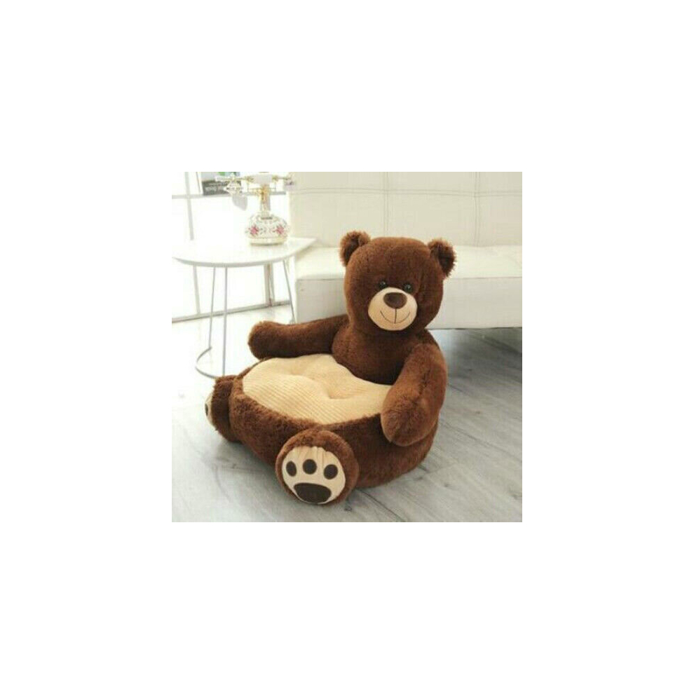 (Dark brown bear) Child Gifts Kids Plush Sofa Seat Bear Panda Soft Chair Toddlers Armchair Cushion