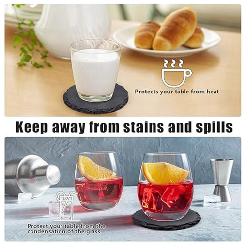 6Pcs Round Drink Coasters, 4Inch Rock Stone Coasters Bulk Coasters 1