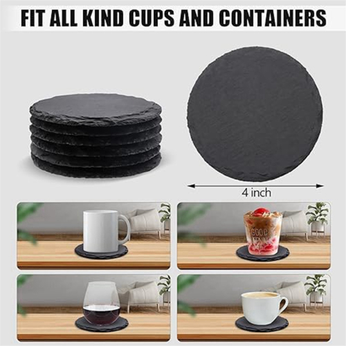 6Pcs Round Drink Coasters, 4Inch Rock Stone Coasters Bulk Coasters 2