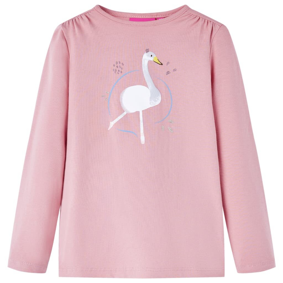 (light pink, 116) Kids' T-shirt with Long Sleeves Children's T Shirt Kids' Tops Tee Swan Print