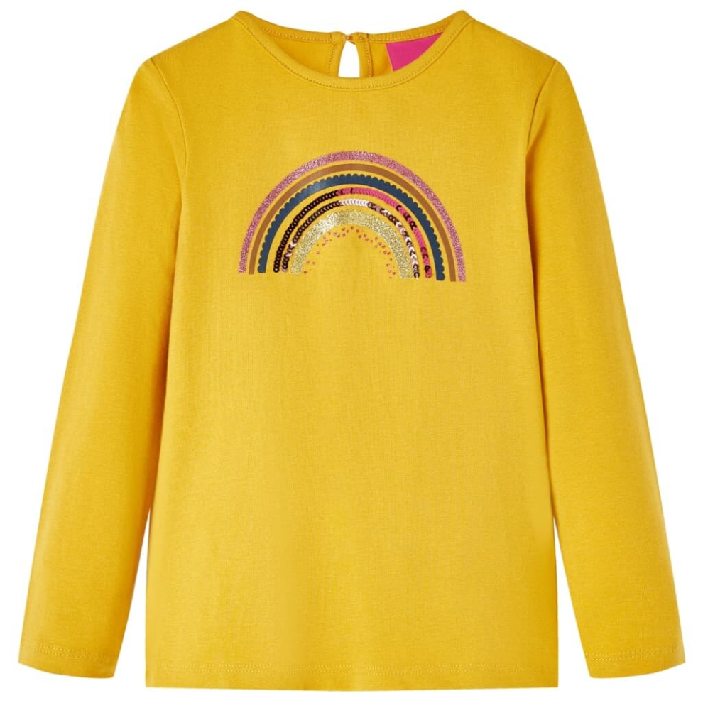 Vidaxl (Ochre, 116) Kids' T-Shirt With Long Sleeves Children's T Shirt Tops Tee Rainbow Print Brown