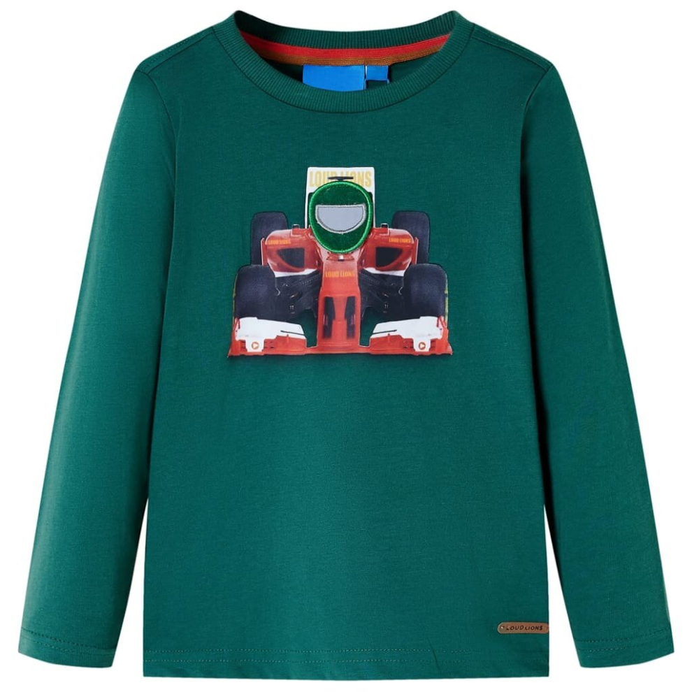 (green, 104) Kids' T-shirt with Long Sleeves Children's T Shirt Tops Tee Racing Car Print