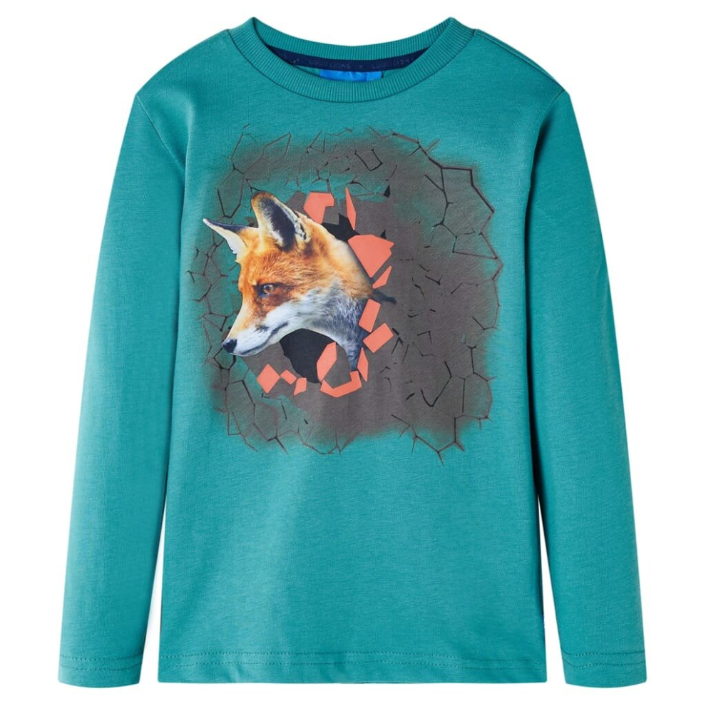 (aqua, 116) Kids' T-shirt with Long Sleeves Children's T Shirt Kids' Tops Tee Fox Print