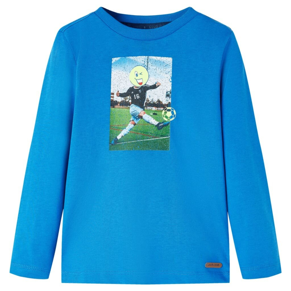 (blue, 140) Kids' T-shirt with Long Sleeves Children's T Shirt Tee Football Player Print