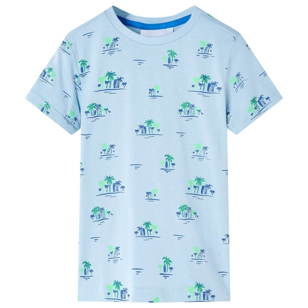 (116) Kids' T-shirt Children's T Shirt Tee Kids' Top Coconut Tree Print Light Blue