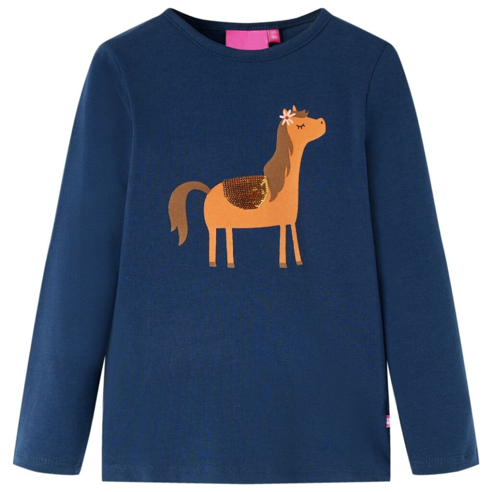 (navy blue, 104) Kids' T-shirt with Long Sleeves Children's T Shirt Kids' Tops Tee Pony Print