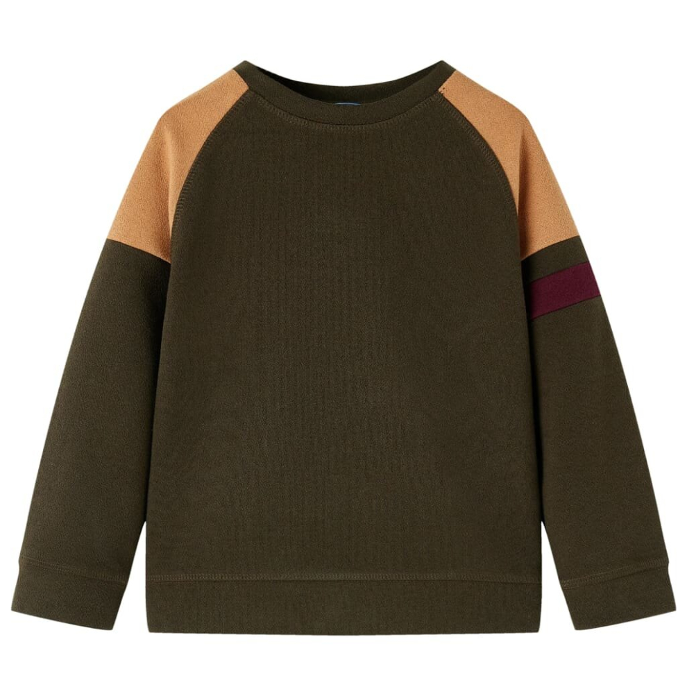 (92) Kids' Sweatshirt Long Sleeves Toddler Tops Pullover Top Dark Khaki And Camel