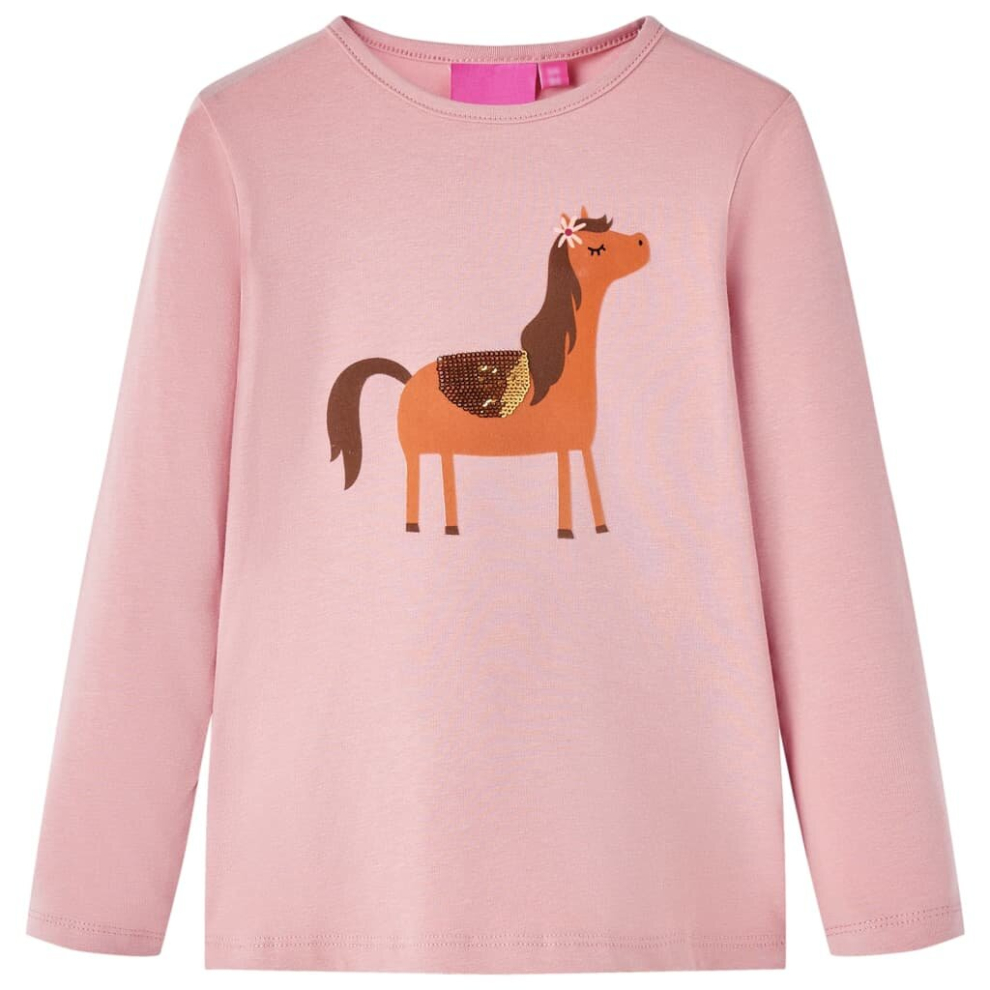 (light pink, 104) Kids' T-shirt with Long Sleeves Children's T Shirt Kids' Tops Tee Pony Print