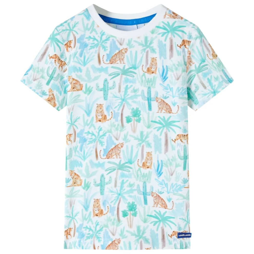 Vidaxl (104) Kids' T-Shirt Short Sleeves Children's T Shirt Tee Kids' Top Tiger Print Ecru Not,Specified
