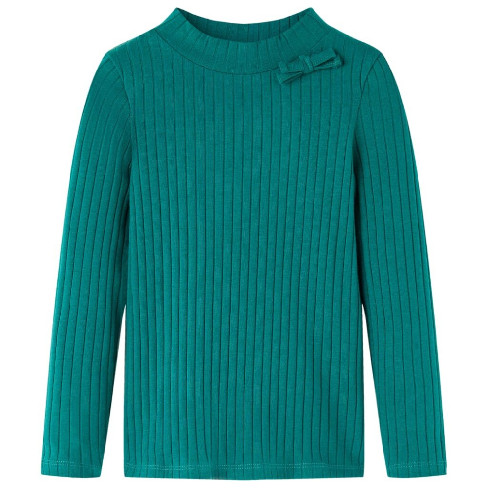 Vidaxl (Dark Green, 116) Kids' T-Shirt With Long Sleeves Children's T Shirt Kids' Tops Tee Rib-Knit