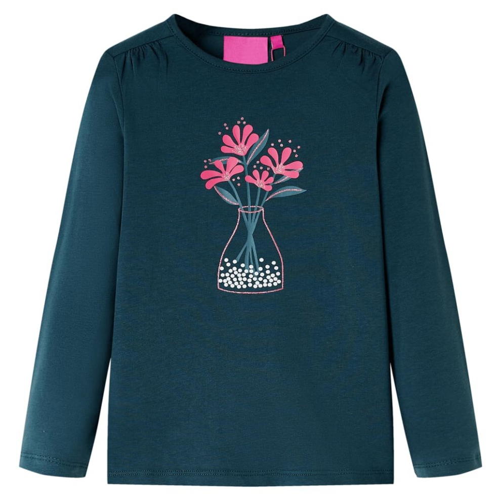 (green, 116) Kids' T-shirt with Long Sleeves Children's T Shirt Kids' Tops Tee Flower Print