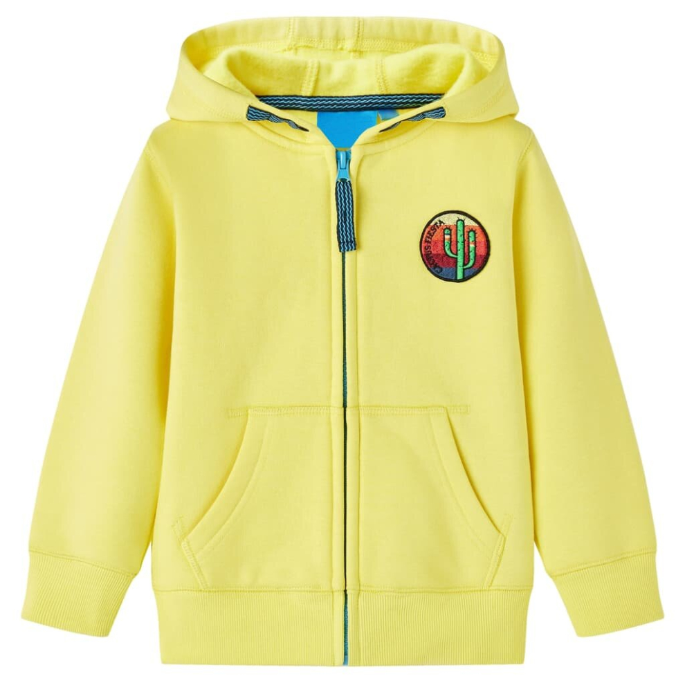 (128) Kids' Hooded Sweatshirt Children Kids Pullover Hoodie with Zip Light Yellow