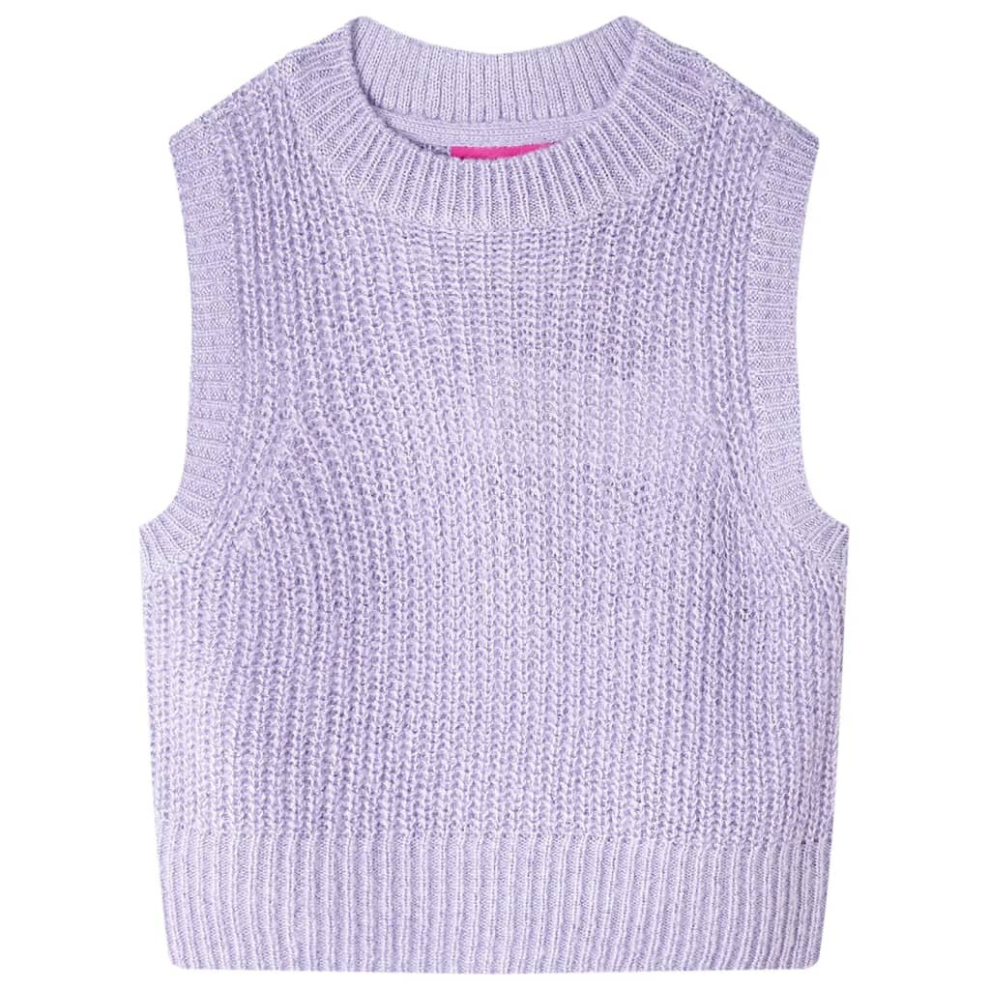 (104) Kids' Sweater Children Vest Sleeveless Sweater Tank Top Knitted Light Lilac