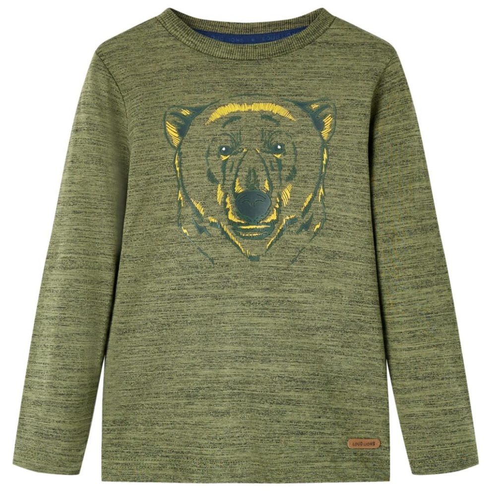 Vidaxl (Khaki, 104) Kids' T-Shirt With Long Sleeves Children's T Shirt Kids' Tops Tee Bear Print