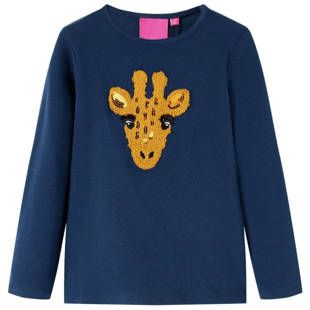 Vidaxl (Navy Blue, 128) Kids' T-Shirt With Long Sleeves Children's T Shirt Kids' Tops Tee Deer Design