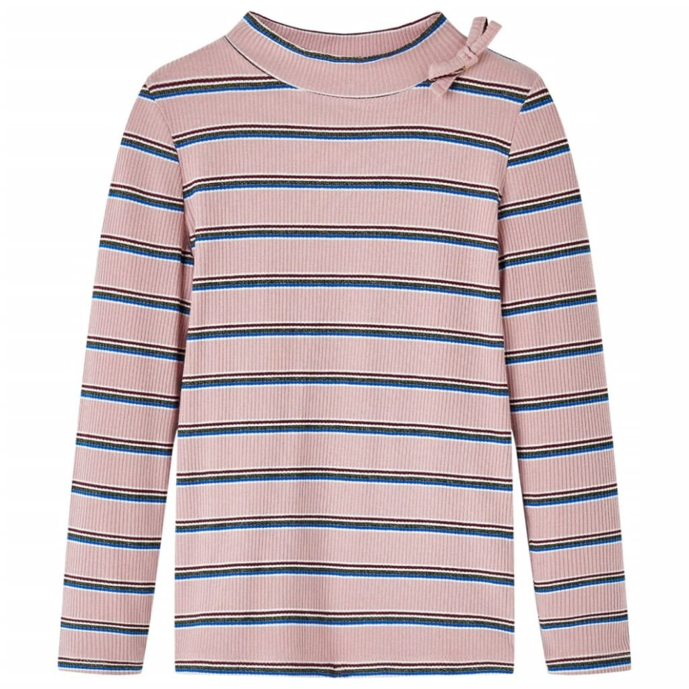 Vidaxl (Light Pink, 140) Kids' T-Shirt With Long Sleeves Children's T Shirt Kids' Tops Tee Striped