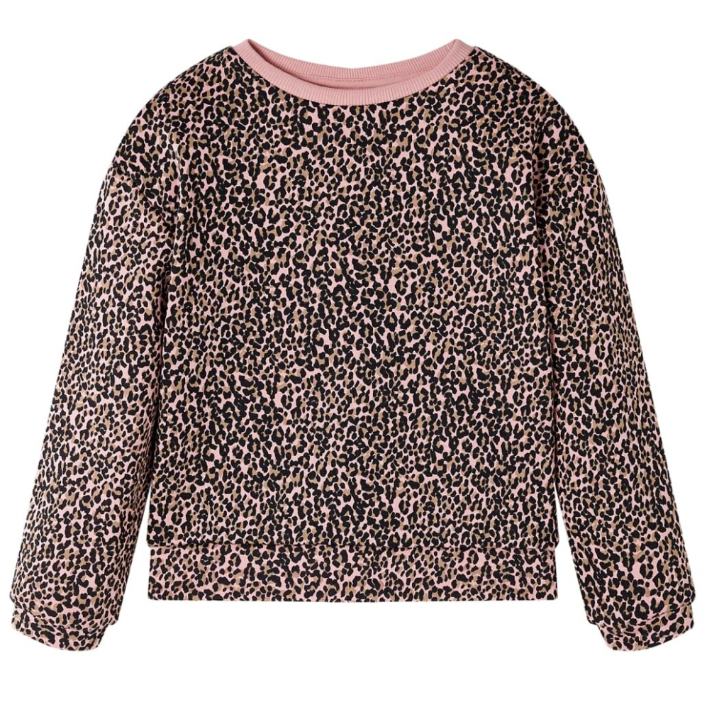 (104) Kids' Sweatshirt Long Sleeves Toddler Tops Pullover Leopard Print Medium Pink