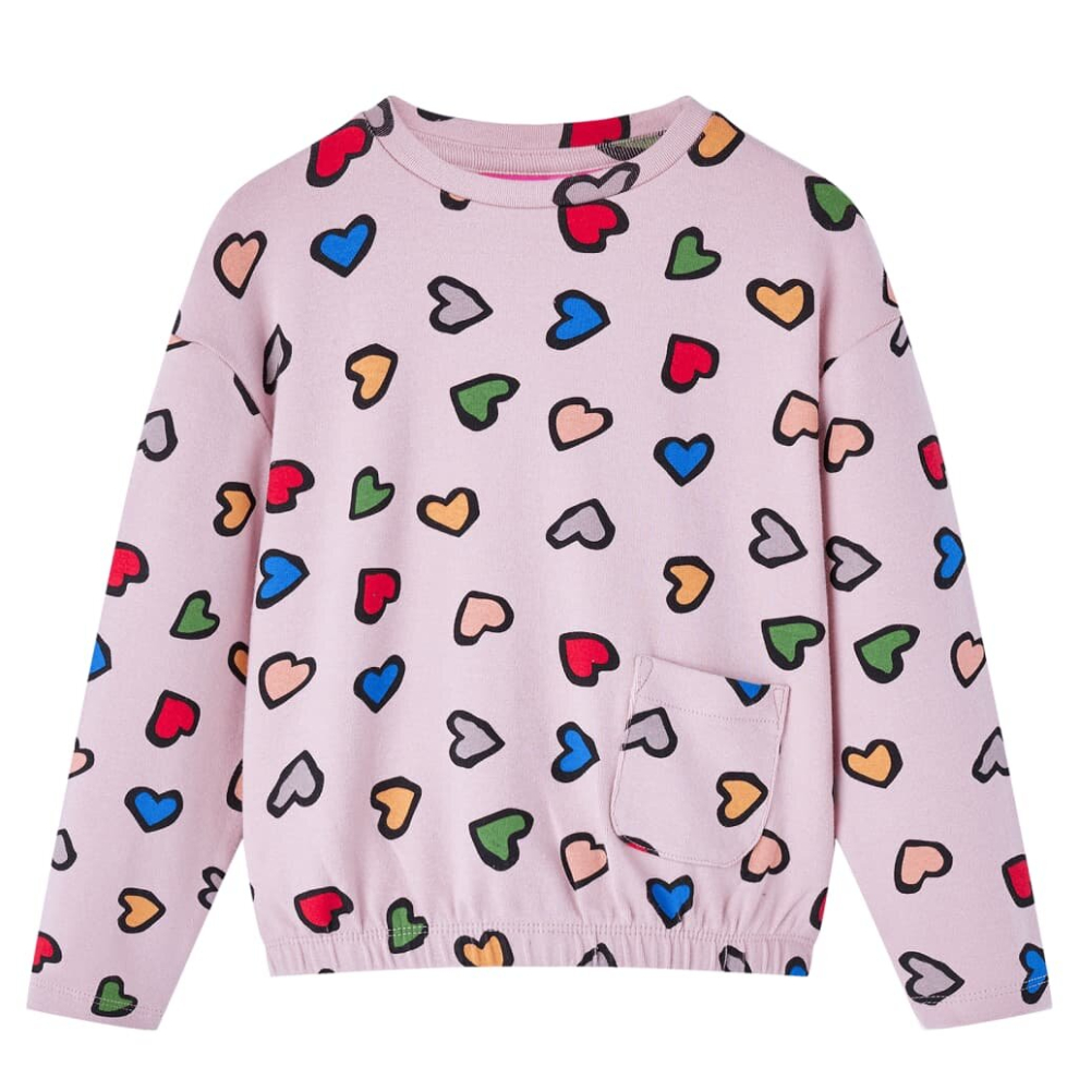 (140) Kids' Sweatshirt Shirt Long Sleeves Toddler Tops Pullover Heart Print Pink