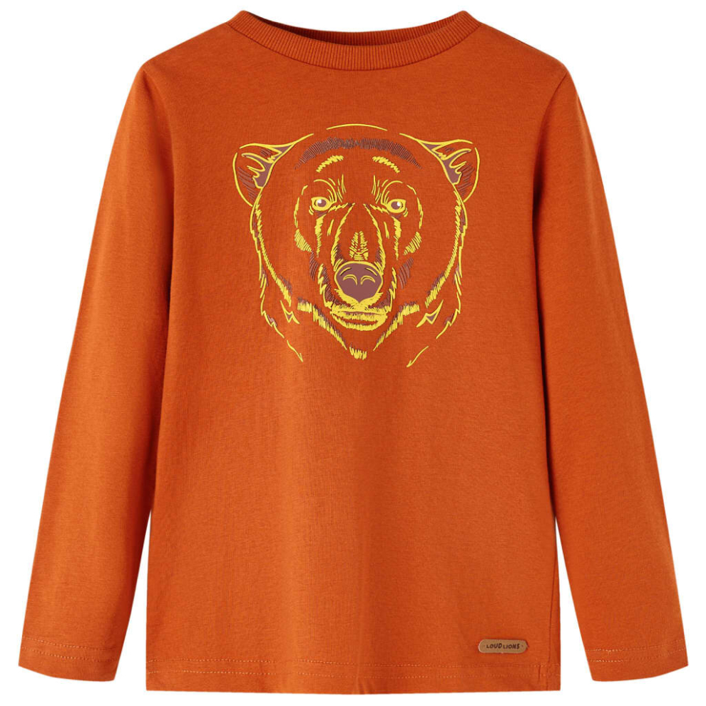 (rust, 128) Kids' T-shirt with Long Sleeves Children's T Shirt Kids' Tops Tee Bear Print