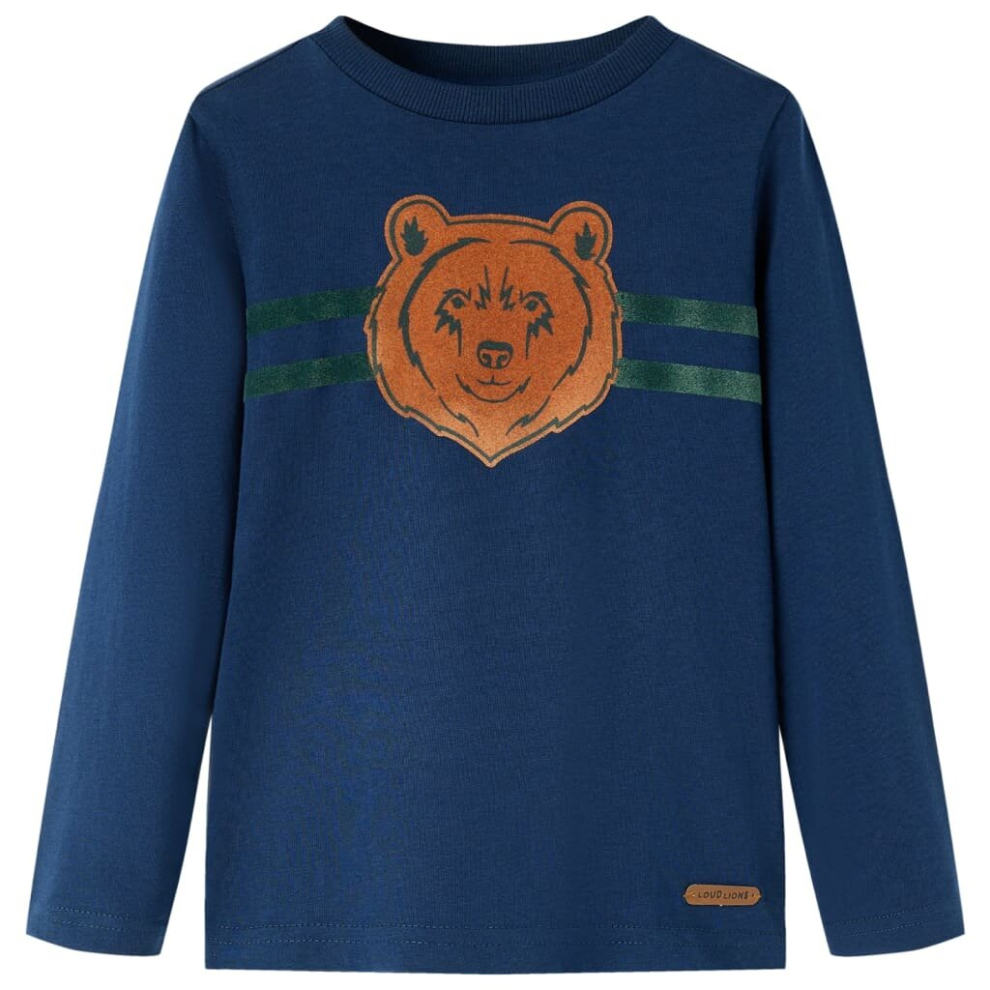 (navy blue, 104) Kids' T-shirt with Long Sleeves Children's T Shirt Kids' Tops Tee Bear Print