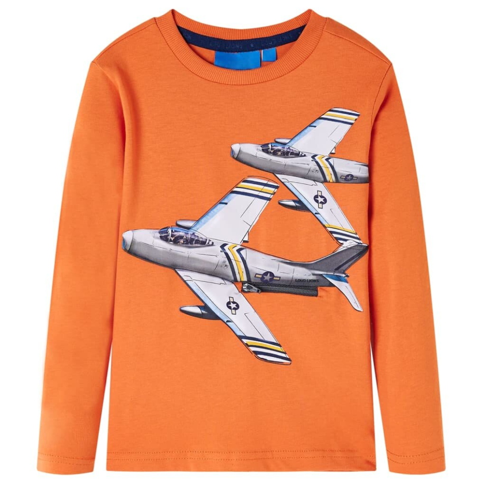 (orange, 92) Kids' T-shirt with Long Sleeves Children's T Shirt Kids' Tops Tee Plane Print