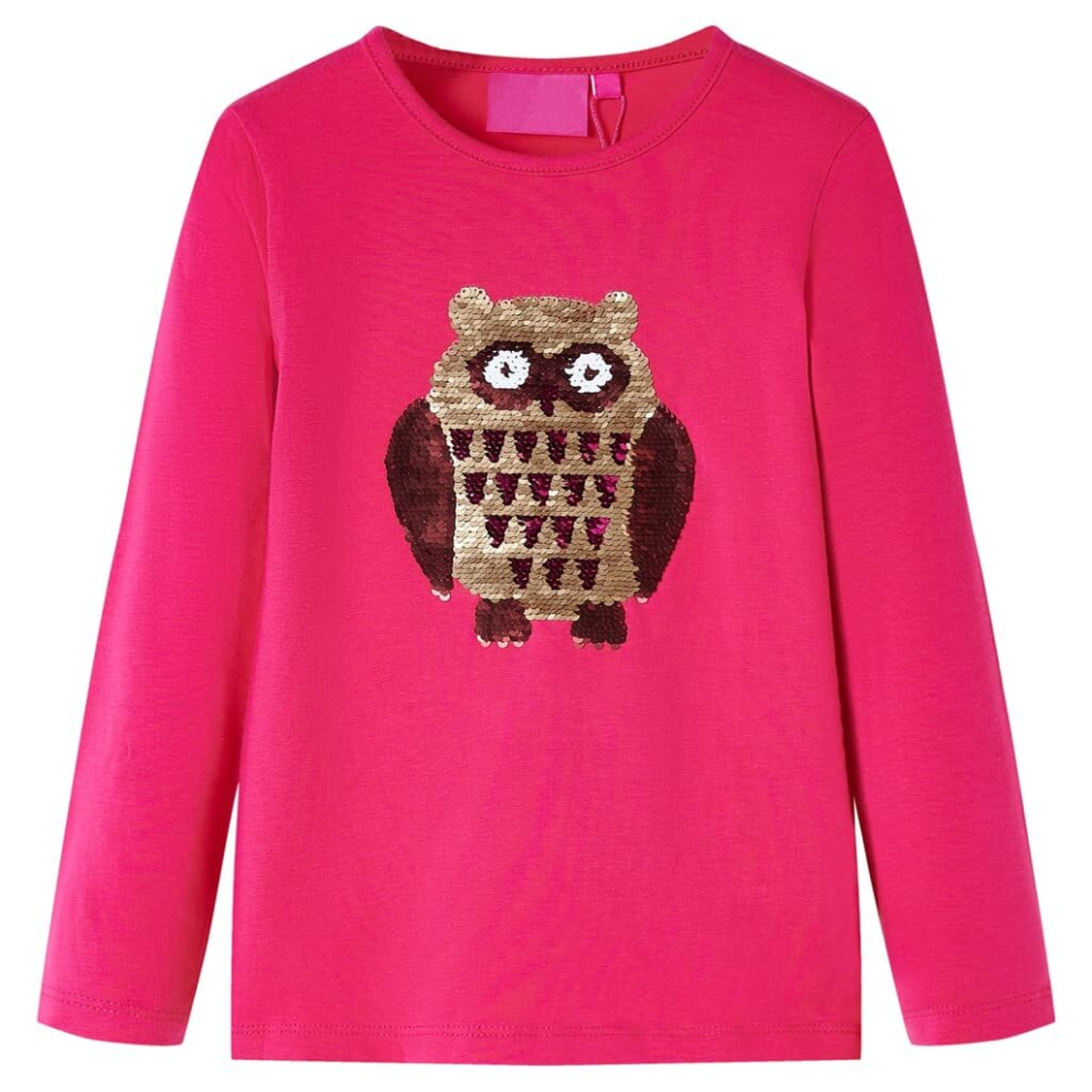 Vidaxl (Pink, 92) Kids' T-Shirt With Long Sleeves Kids' Top Children's T Shirt Tee Owl Print