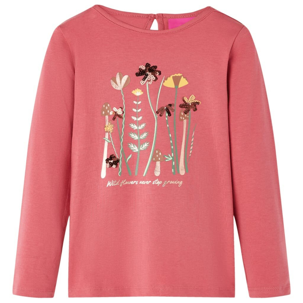 (pink, 116) Kids' T-shirt with Long Sleeves Children's T Shirt Tops Tee Flowers Print