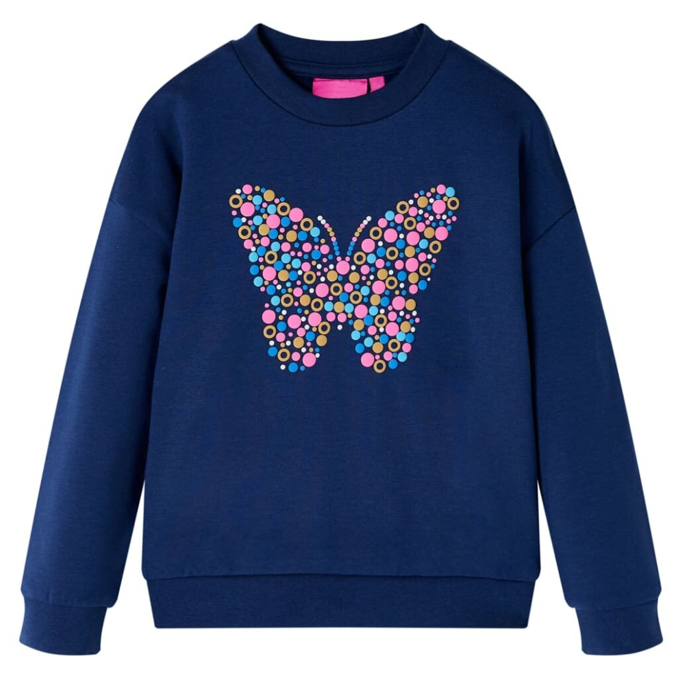 (116) Kids' Sweatshirt Long Sleeves Toddler Tops Pullover Top Butterfly Print Navy